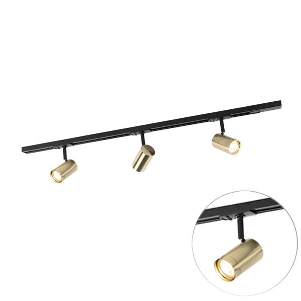 Chytrý kolejnicový systém černý se zlatem 1-fázový 3-světlo vč. WiFi GU10 - Jeana